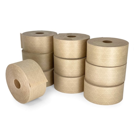 Idl Packaging Water-Activated Tape, 5 mil Thick, 2-3/4 in W x 450 ft L, 3 in Core Dia., Tan, 10 PK K9026-10
